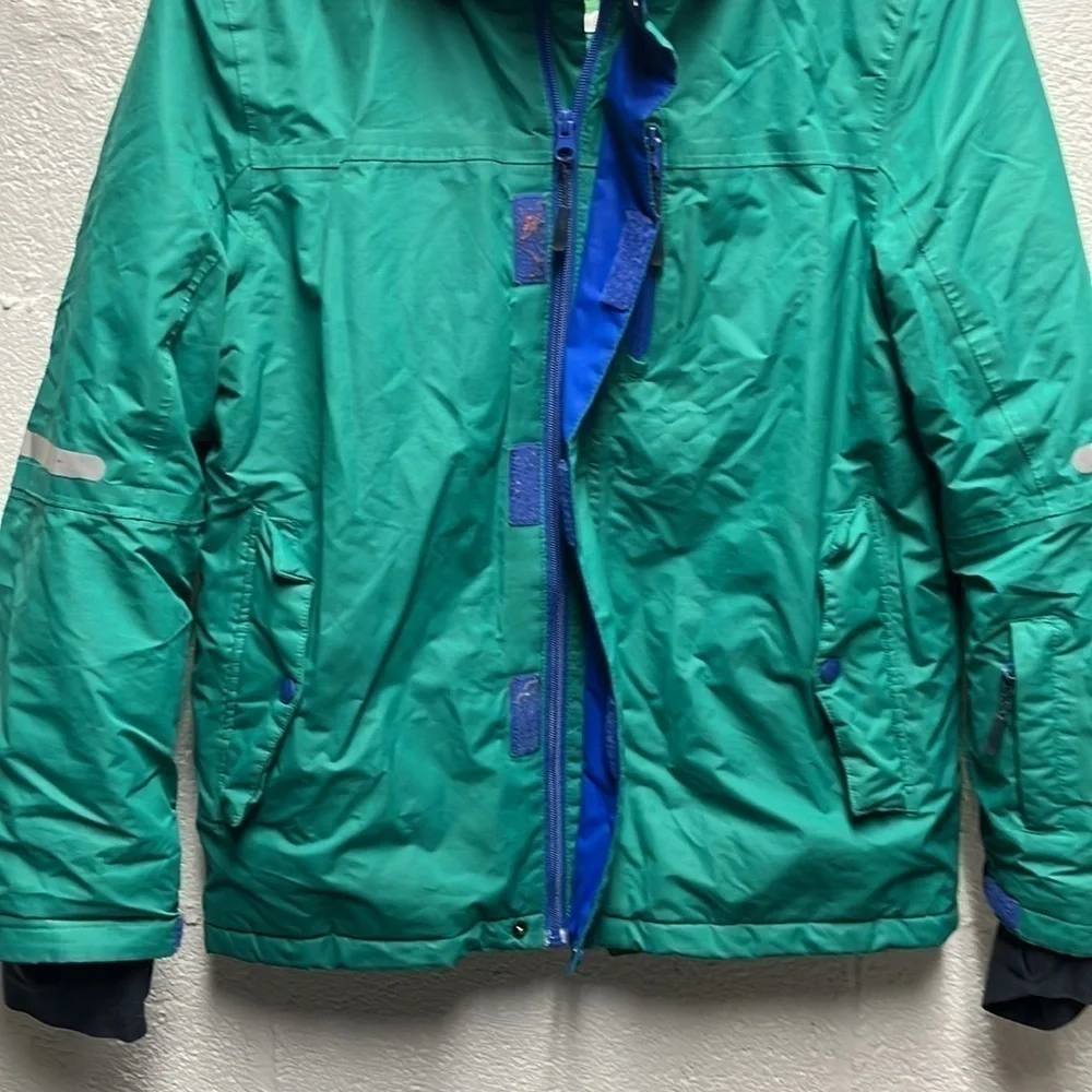 Boden Kids hooded Jacket size 13-14y green and blue